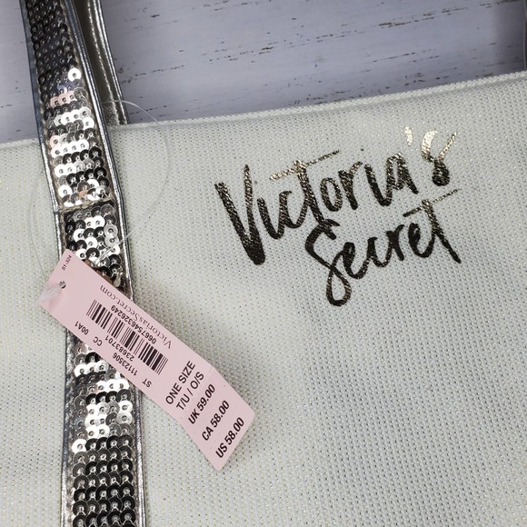 Black Friday STEAL! Holidays NWT Victoria's Secret Silver Sequin Boat Tote Bag🤍 - Picture 4 of 4